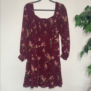 Maurices Floral Burgundy Dress